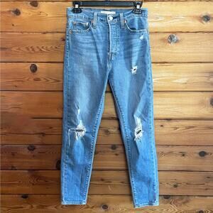 Levi's Wedgie Jeans Skinny Fit Distressed Button Fly Light Wash 26